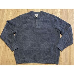 L.L.Bean Mens XXL Signature Archival Cotton Sweater Gray Marl Buttons